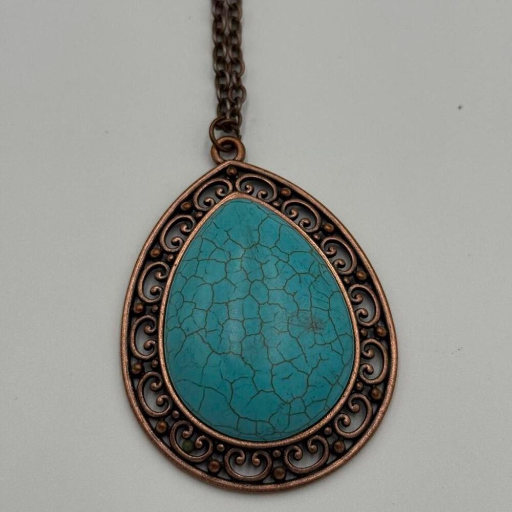 Large Turquoise Pendant Necklace